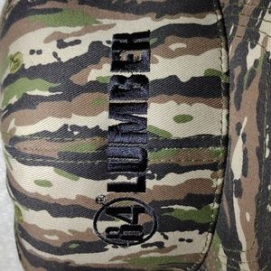 Vintage Trucker Hat:  84 LUMBER WOODLAND CAMOUFLAGE HAT